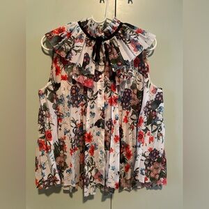 ERDEM x H & M 
Floral Ruffle Sleeveless Top - US 10/Large